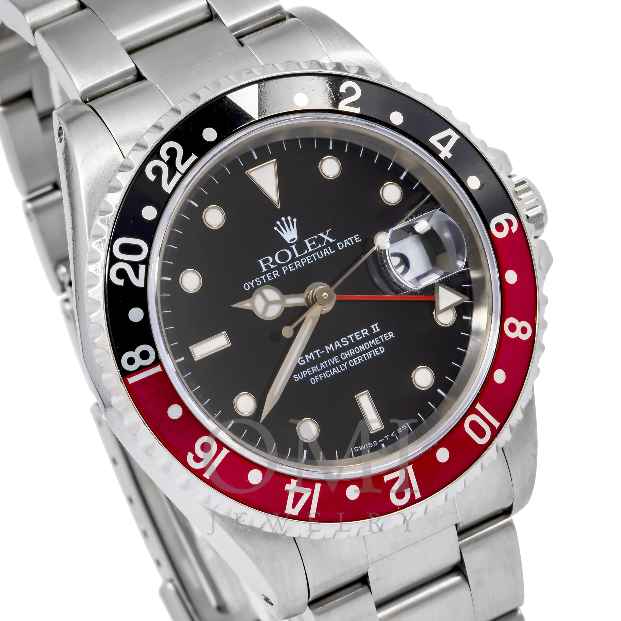 Rolex GMT-Master II Stainless Steel 40mm Black Dial Red/Blue Pepsi Aluminum Bezel Non-SEL Oyster Bracelet Holes Case 16710