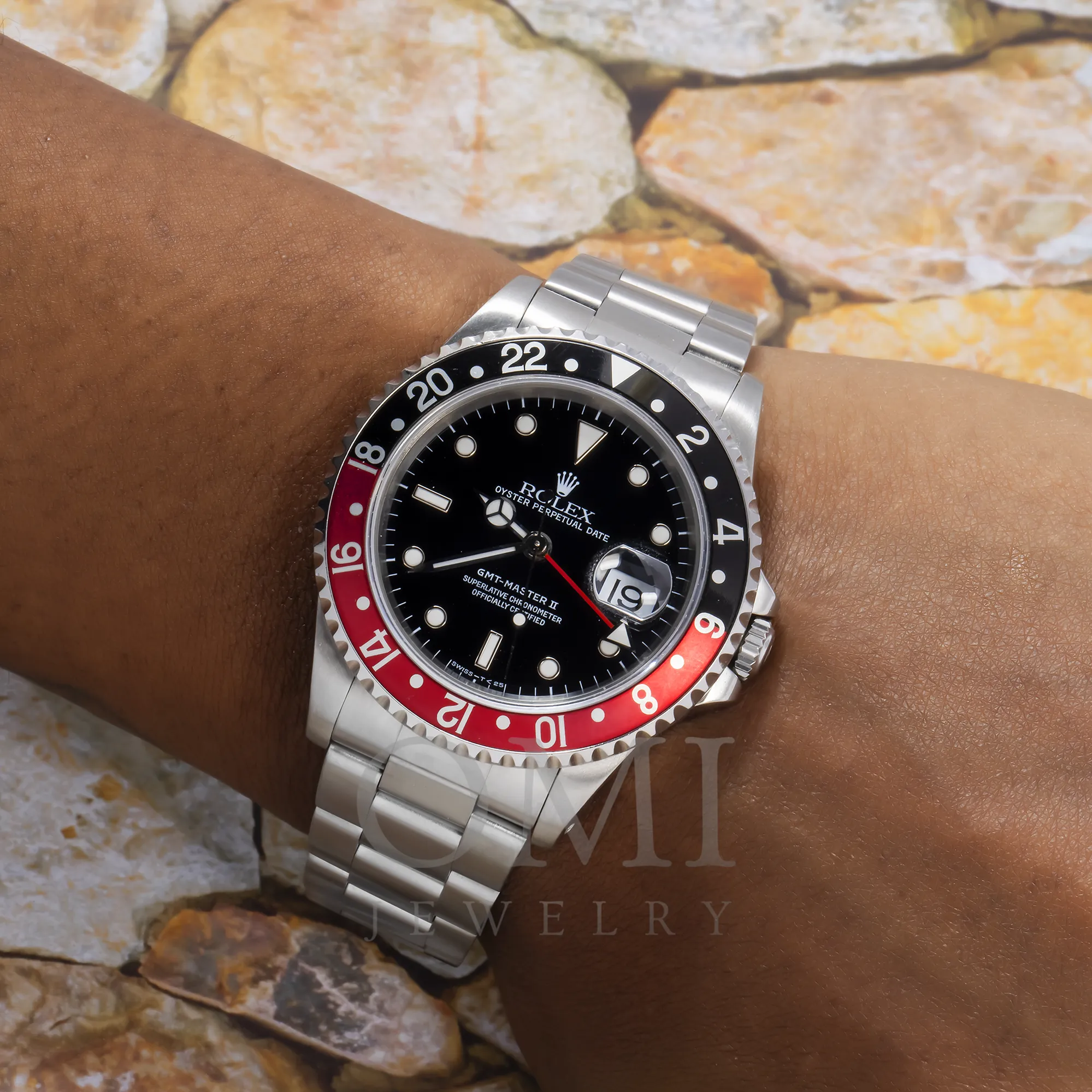 Rolex GMT-Master II Stainless Steel 40mm Black Dial Red/Blue Pepsi Aluminum Bezel Non-SEL Oyster Bracelet Holes Case 16710