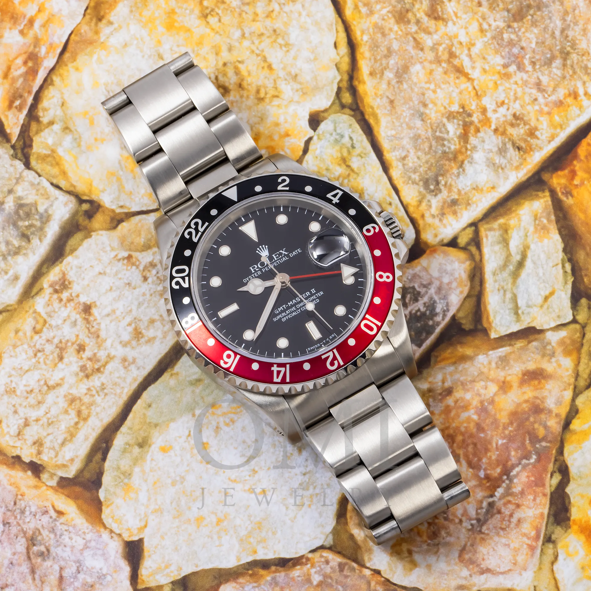 Rolex GMT-Master II Stainless Steel 40mm Black Dial Red/Blue Pepsi Aluminum Bezel Non-SEL Oyster Bracelet Holes Case 16710