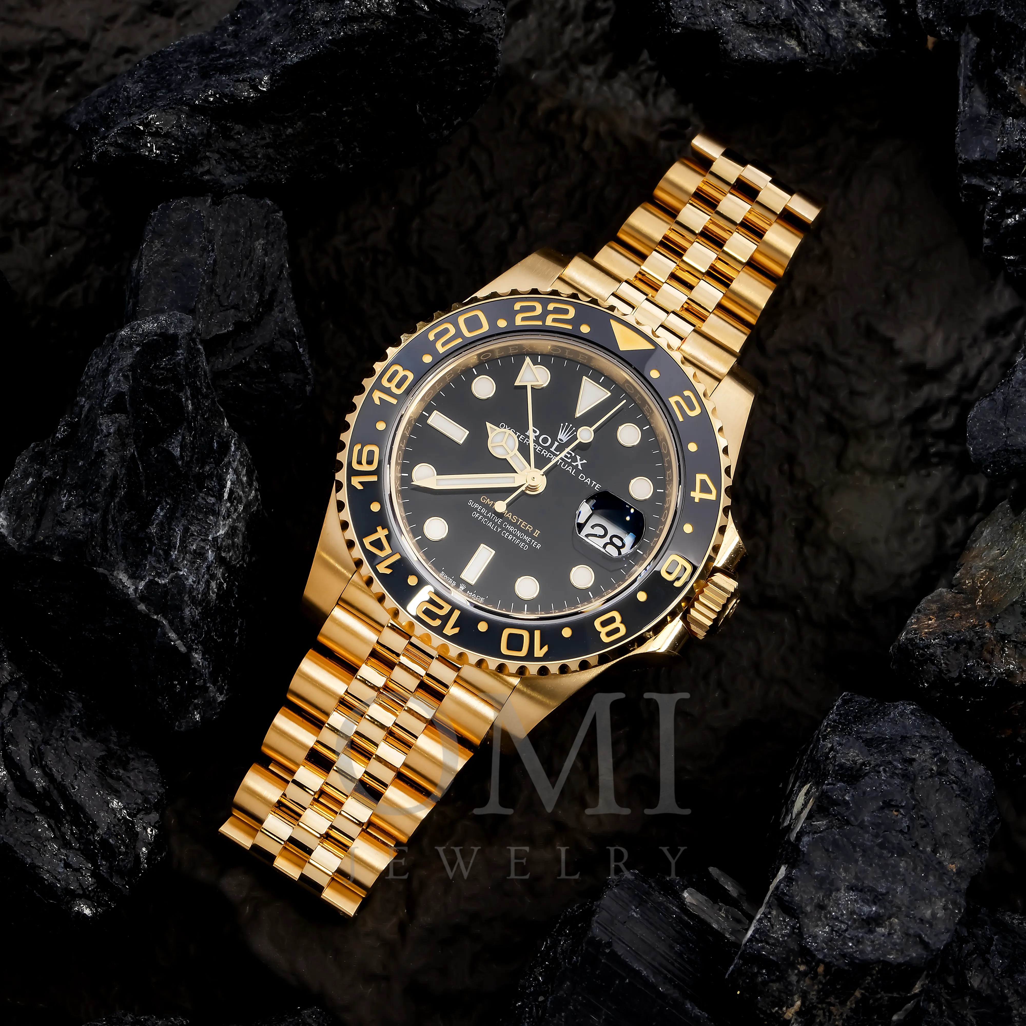 Rolex GMT-Master II Yellow Gold Black Dial Jubilee Bracelet 126718GRNR