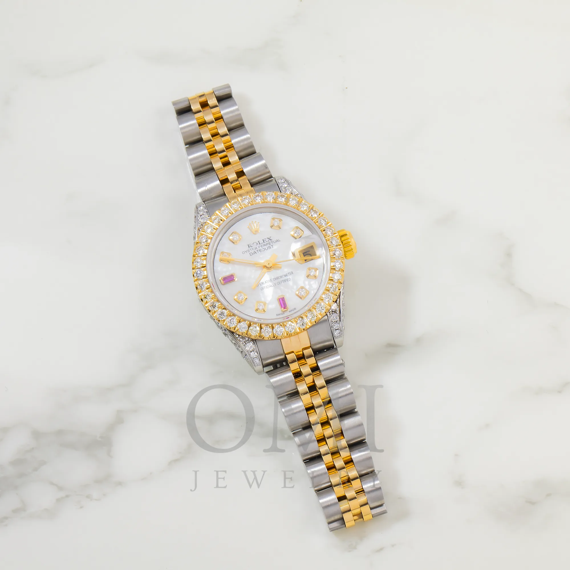 ROLEX LADY-DATEJUST 69173 26MM WHITE MOP DIAMOND DIAL WITH 2.75 CT DIAMONDS