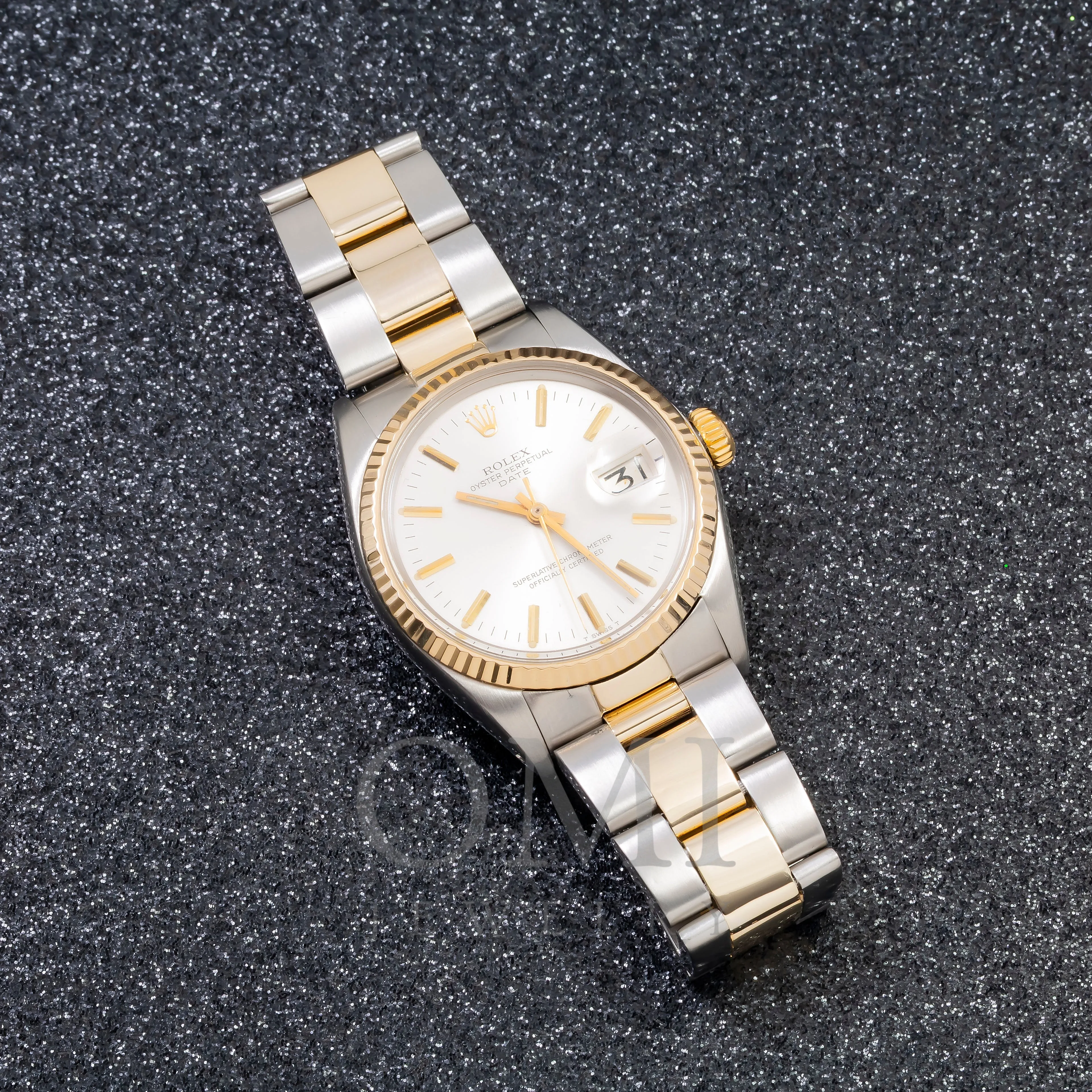 Rolex Oyster Perpetual Date 1500 34MM White Index Dial With Two Tone Oyster Bracelet