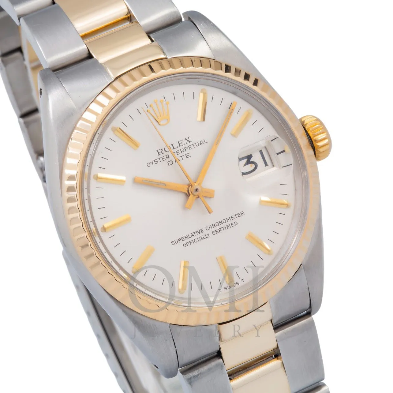 Rolex Oyster Perpetual Date 1500 34MM White Index Dial With Two Tone Oyster Bracelet