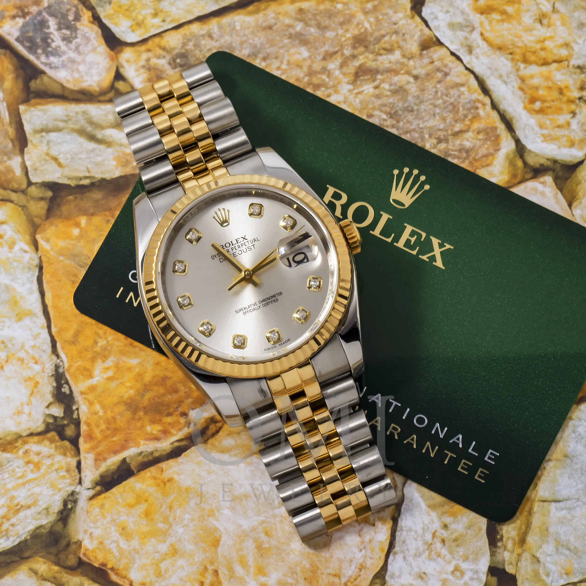 Rolex Oyster Perpetual Datejust 116233 36MM Silver Diamond Dial With Two Tone Jubilee Bracelet