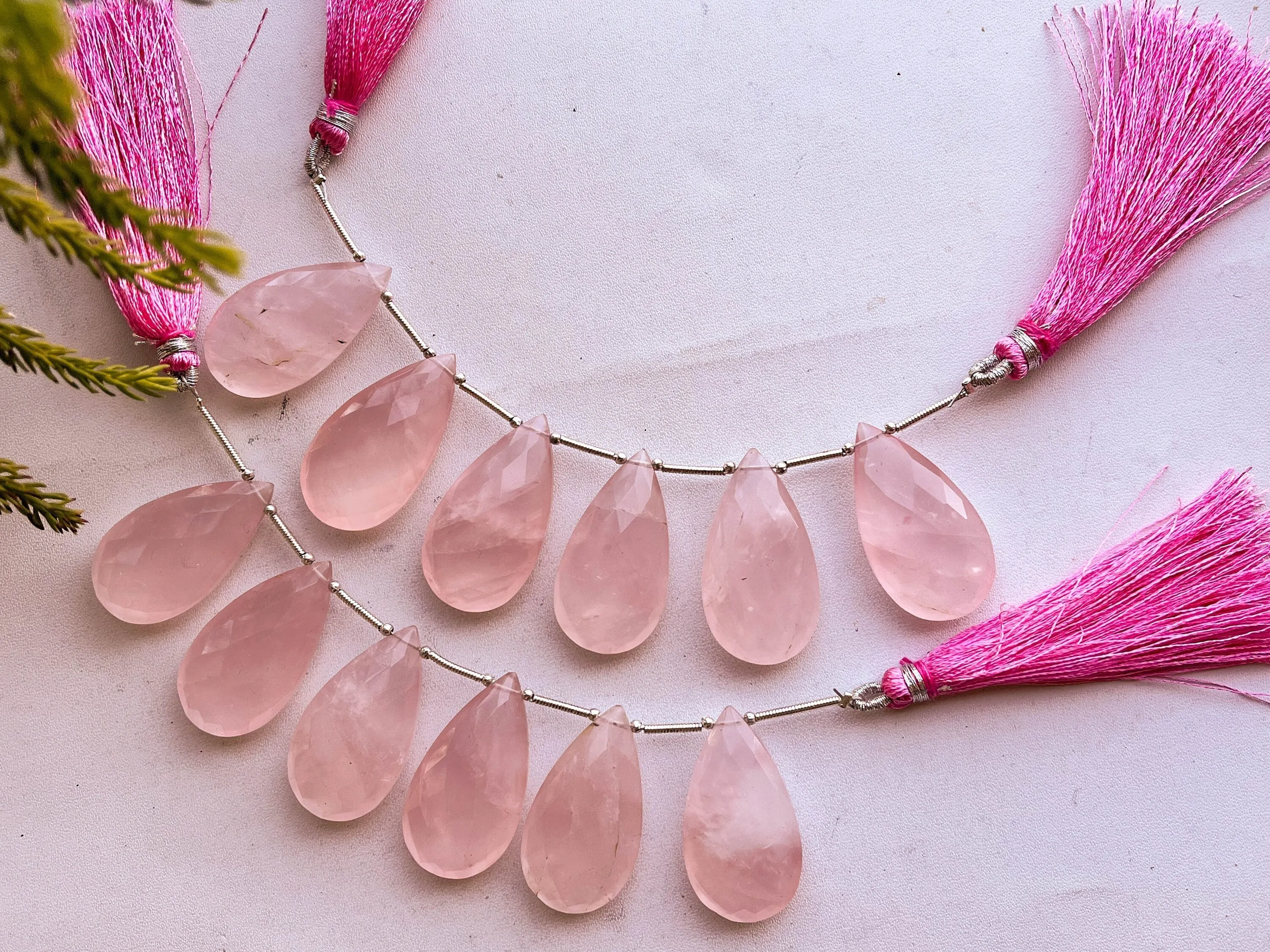 Rose Quartz Faceted Pear Shape Briolette Beads