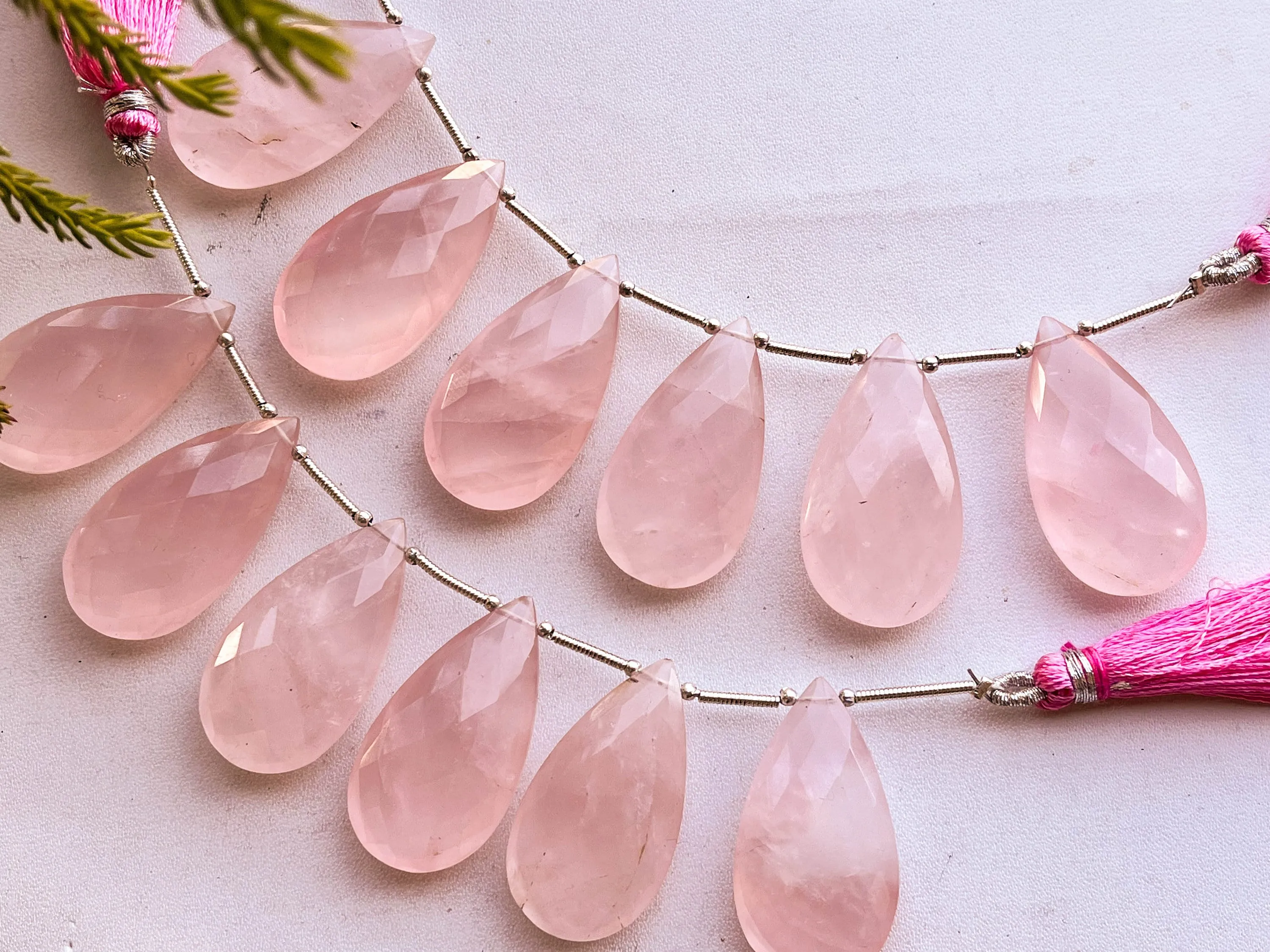 Rose Quartz Faceted Pear Shape Briolette Beads