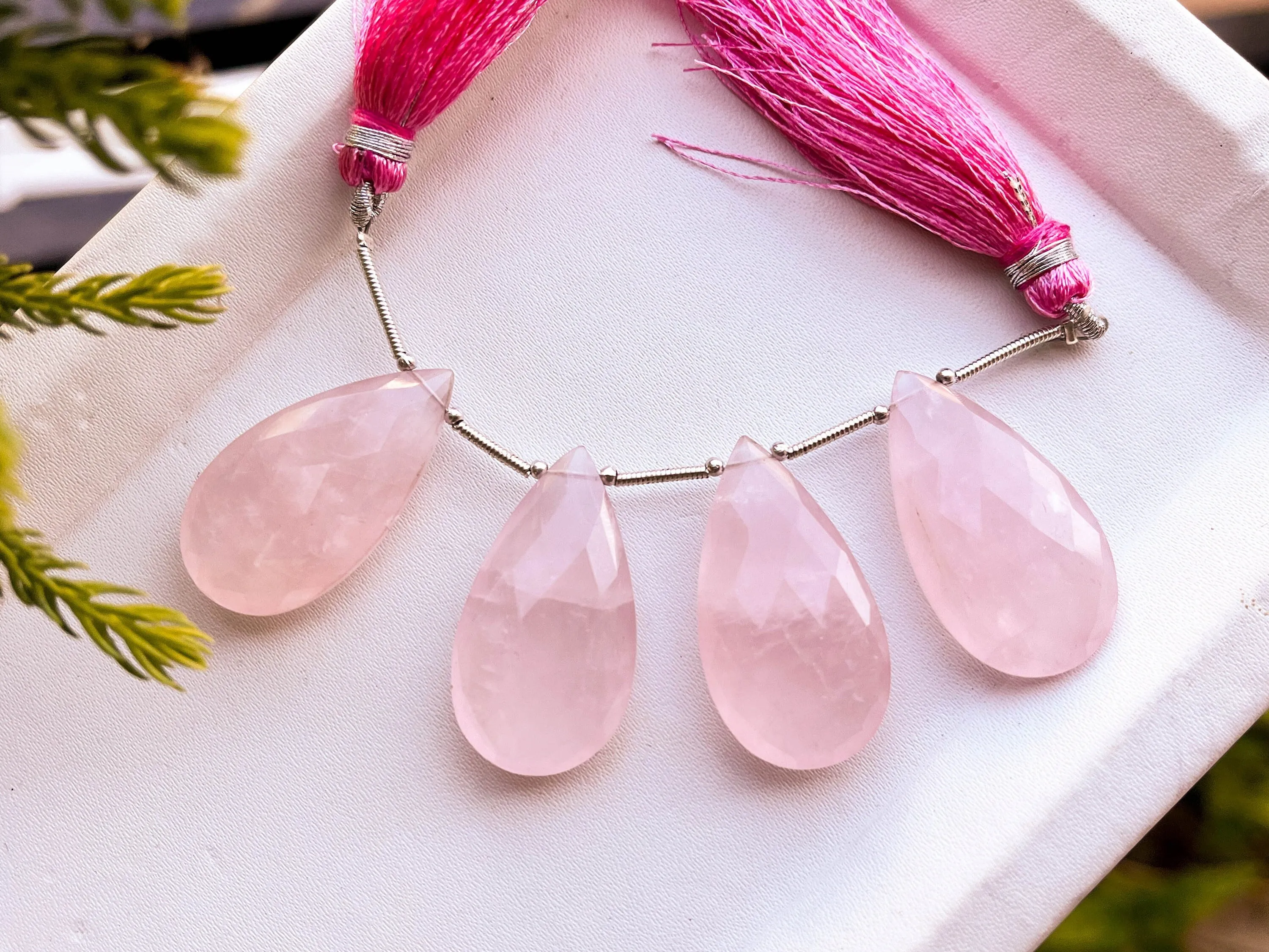 Rose Quartz Pear Shape smooth Briolette