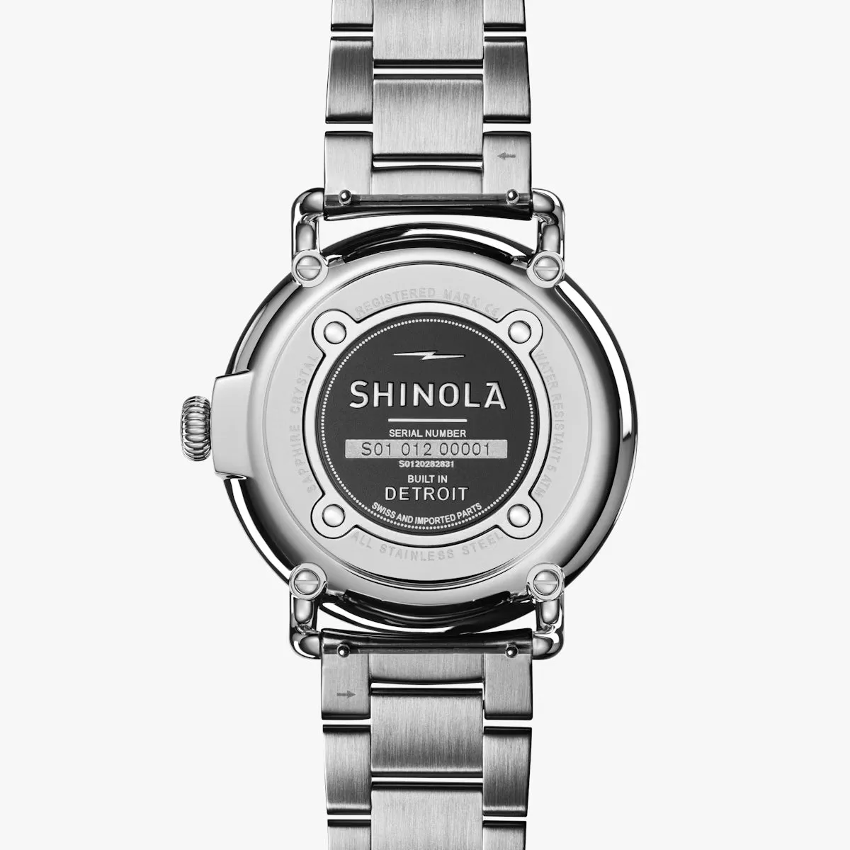 Shinola 41MM Runwell Velvet Alabaster with Blue Index Steel Watch S0120282831