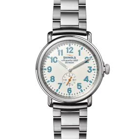 Shinola 41MM Runwell Velvet Alabaster with Blue Index Steel Watch S0120282831