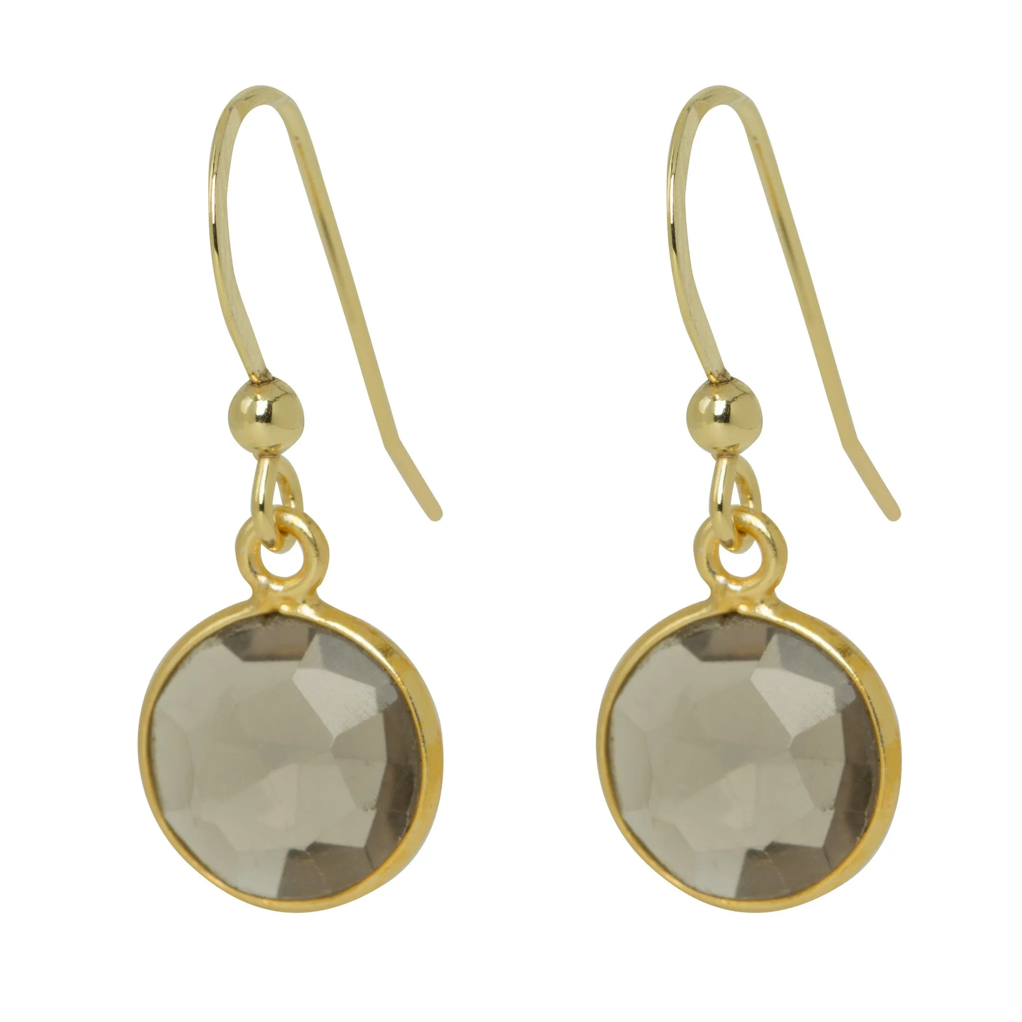 Smokey Quartz Bezel Drop Earrings