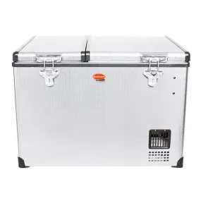 SnoMaster - 56L Dual Compartment Portable Fridge/Freezer AC/DC - Stainless Steel