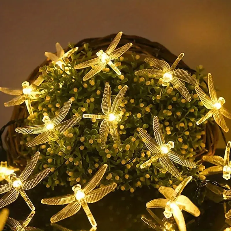 Solar Dragonfly Lights String Waterproof Solar Fairy Lamps