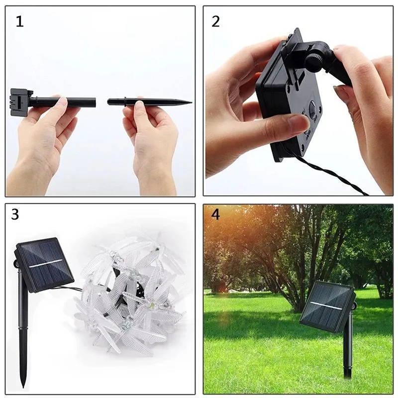 Solar Dragonfly Lights String Waterproof Solar Fairy Lamps