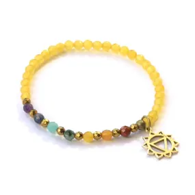 Solar Plexus Chakra Delicate Bracelet, with Chakra Gemstones and Yellow Jade