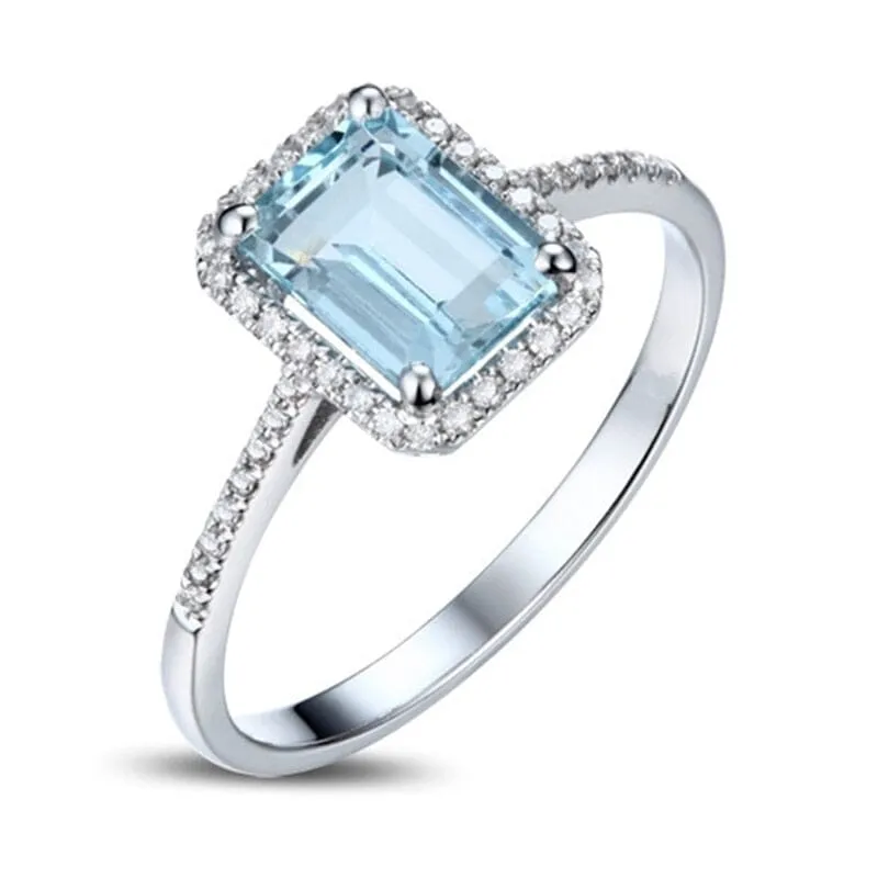 Square Blue Clear Ring