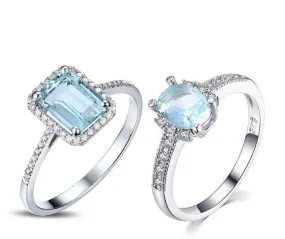 Square Blue Clear Ring