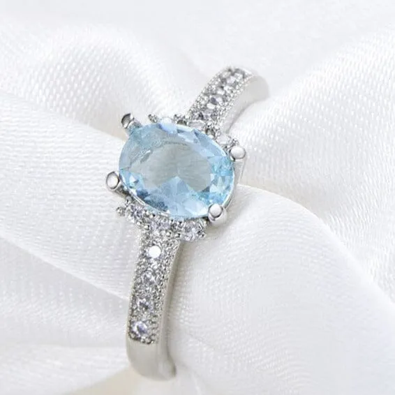 Square Blue Clear Ring