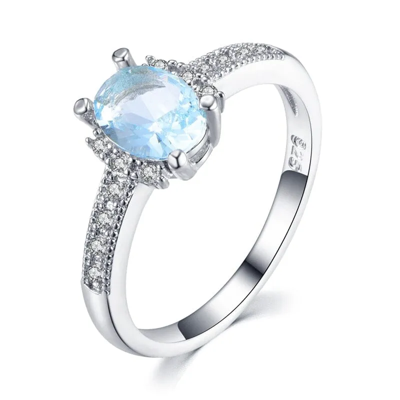 Square Blue Clear Ring