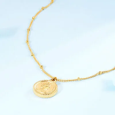 Stainless Steel Coin Pendant Necklace