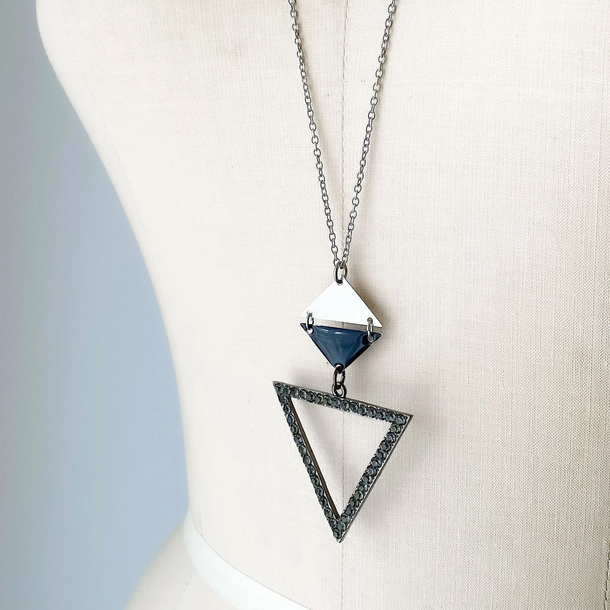 VANCE black and silver triangle necklace