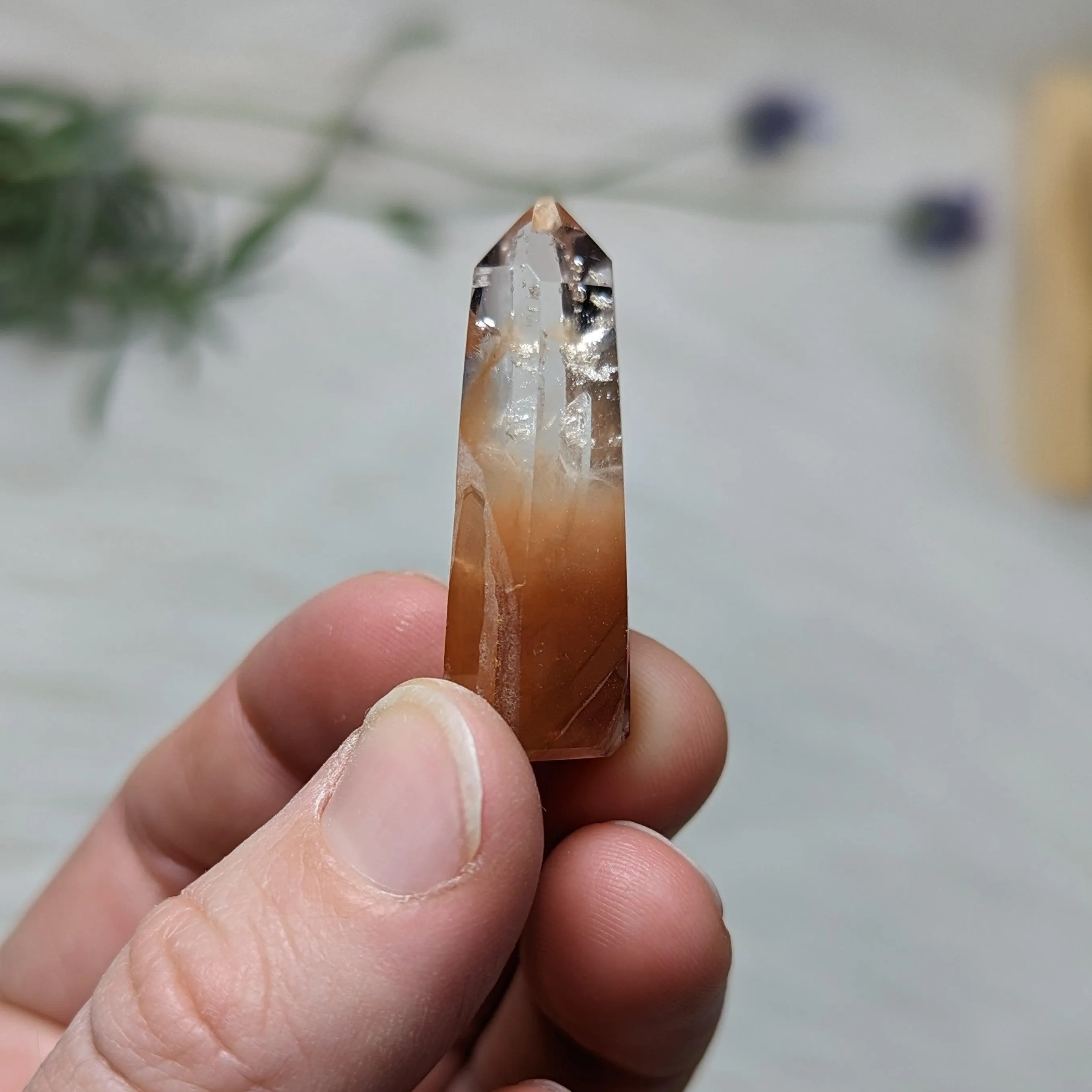 Very Clear, Red and Orange Hematoid Quartz Specimen from Madagascar