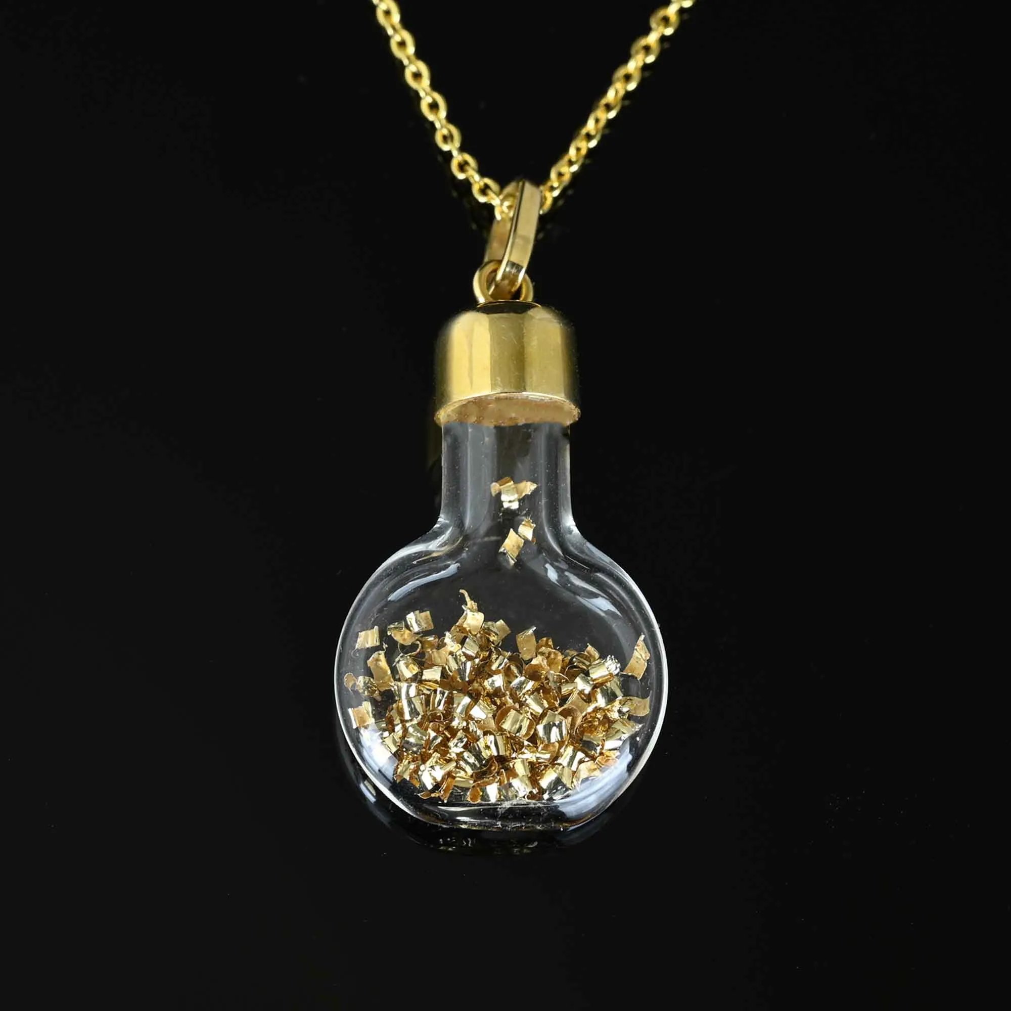 Vintage 14K Gold Flake Shaker Pendant Necklace