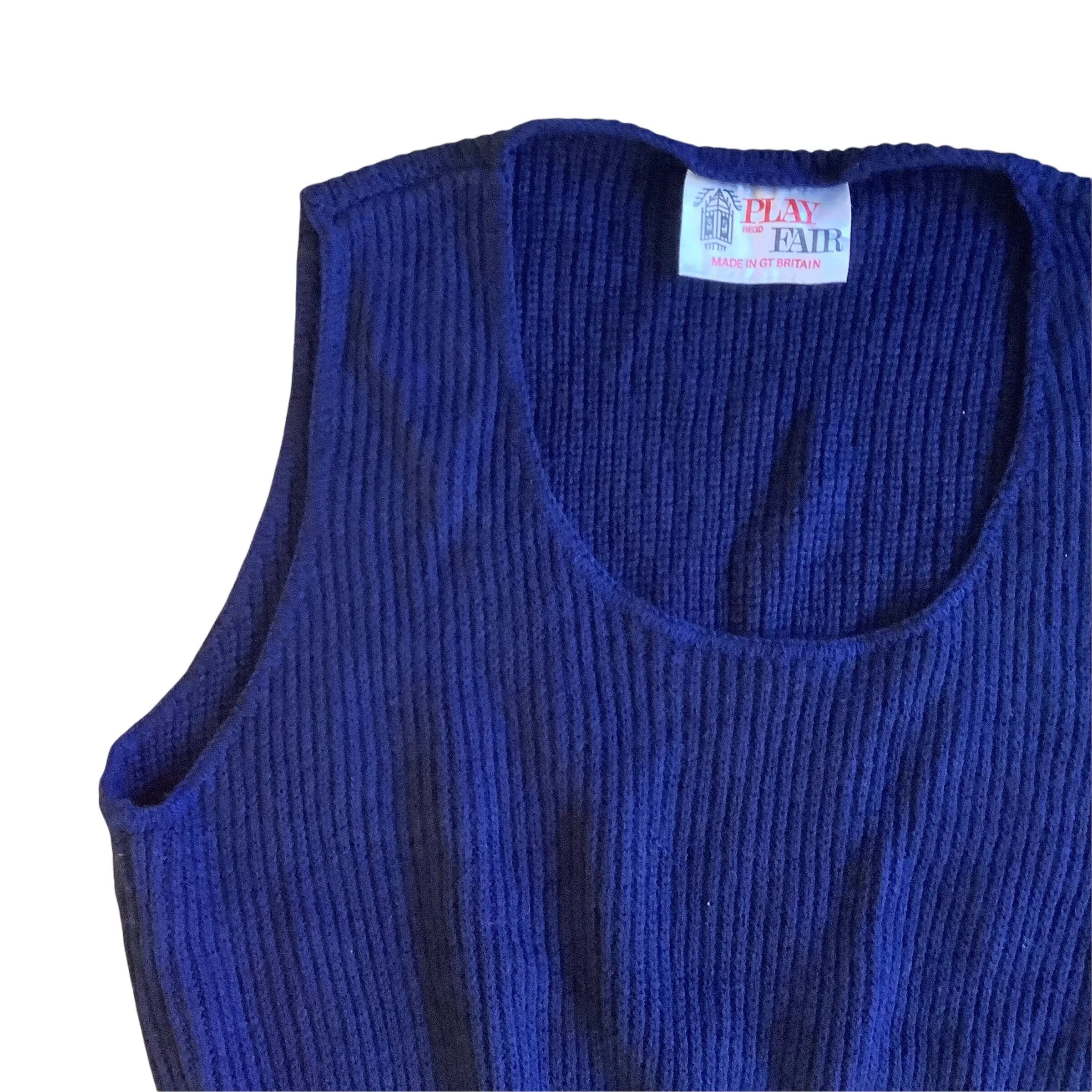 Vintage 1960's Navy Children's Knitted Vest 10-12Y