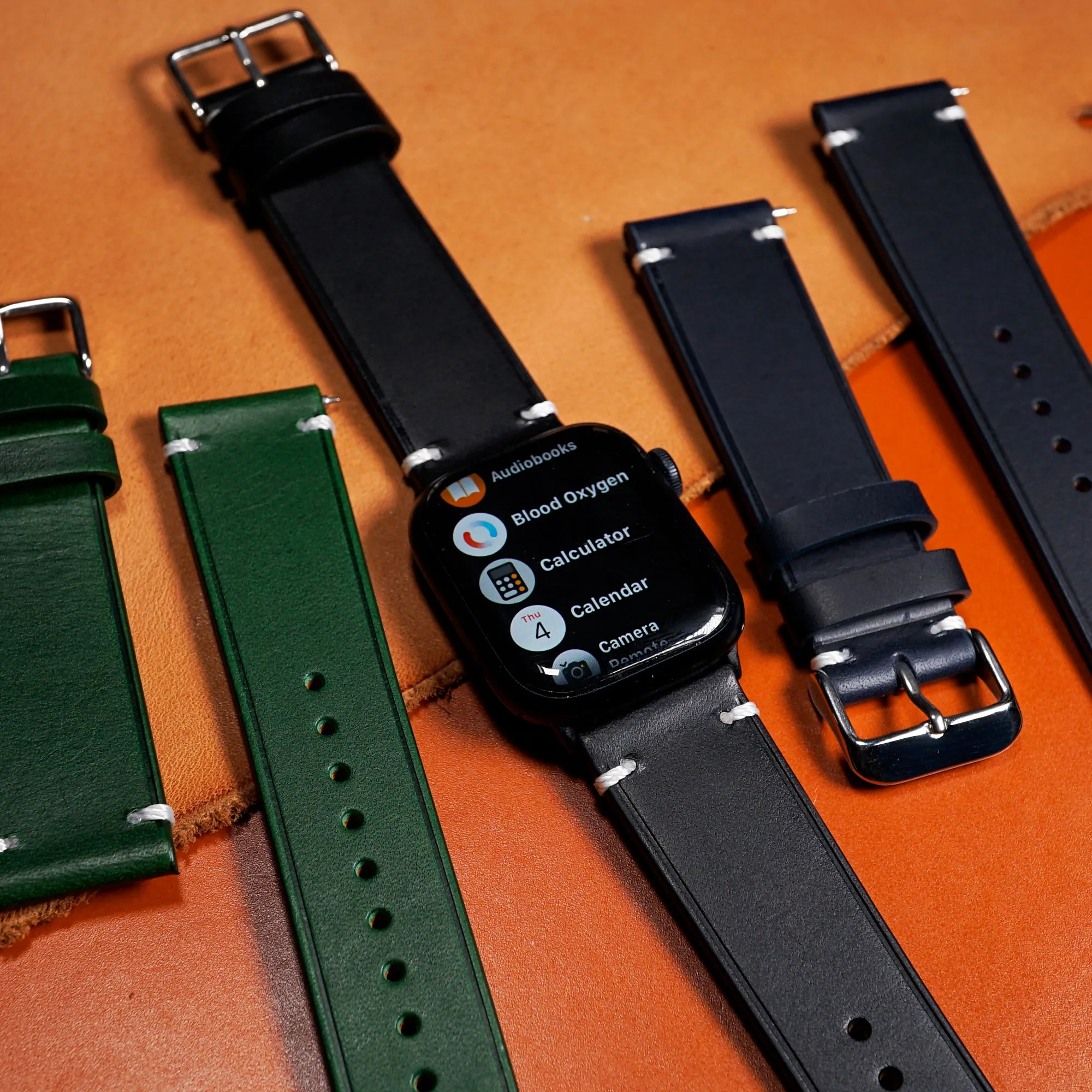 Vintage Buttero Leather Strap in Black (Apple Watch)