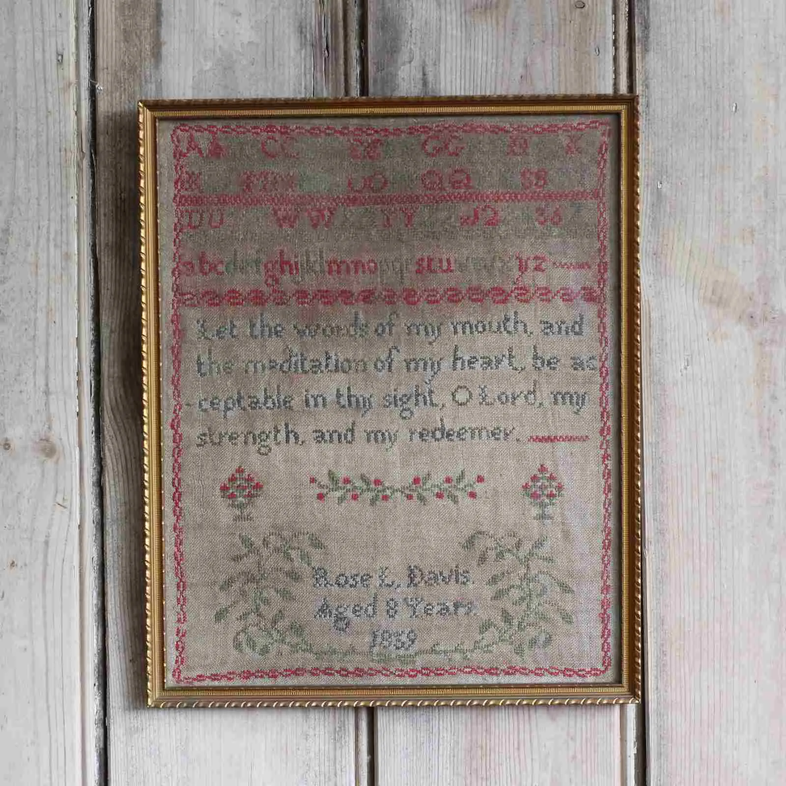 Vintage Framed Sampler  Dated 1859