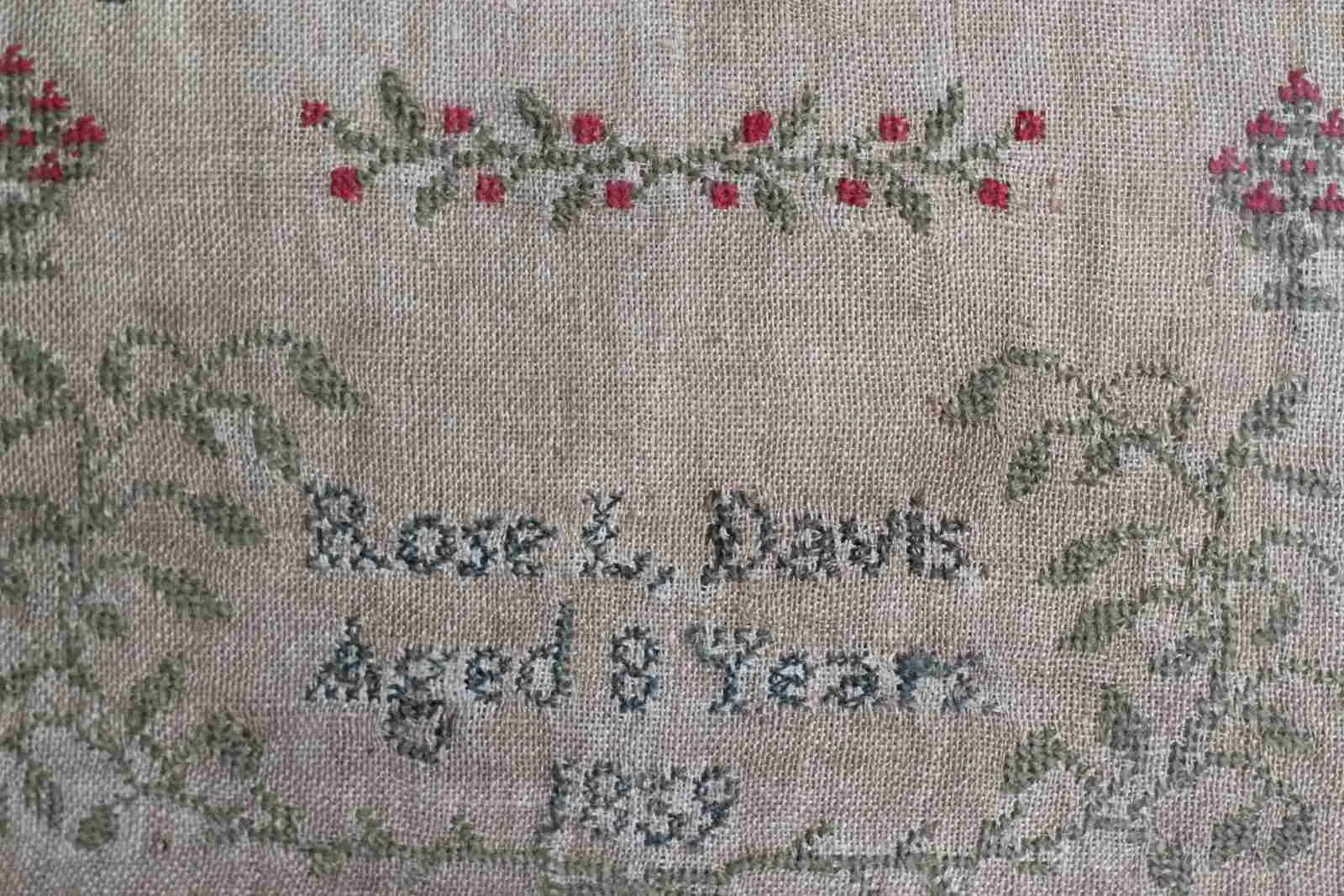 Vintage Framed Sampler  Dated 1859