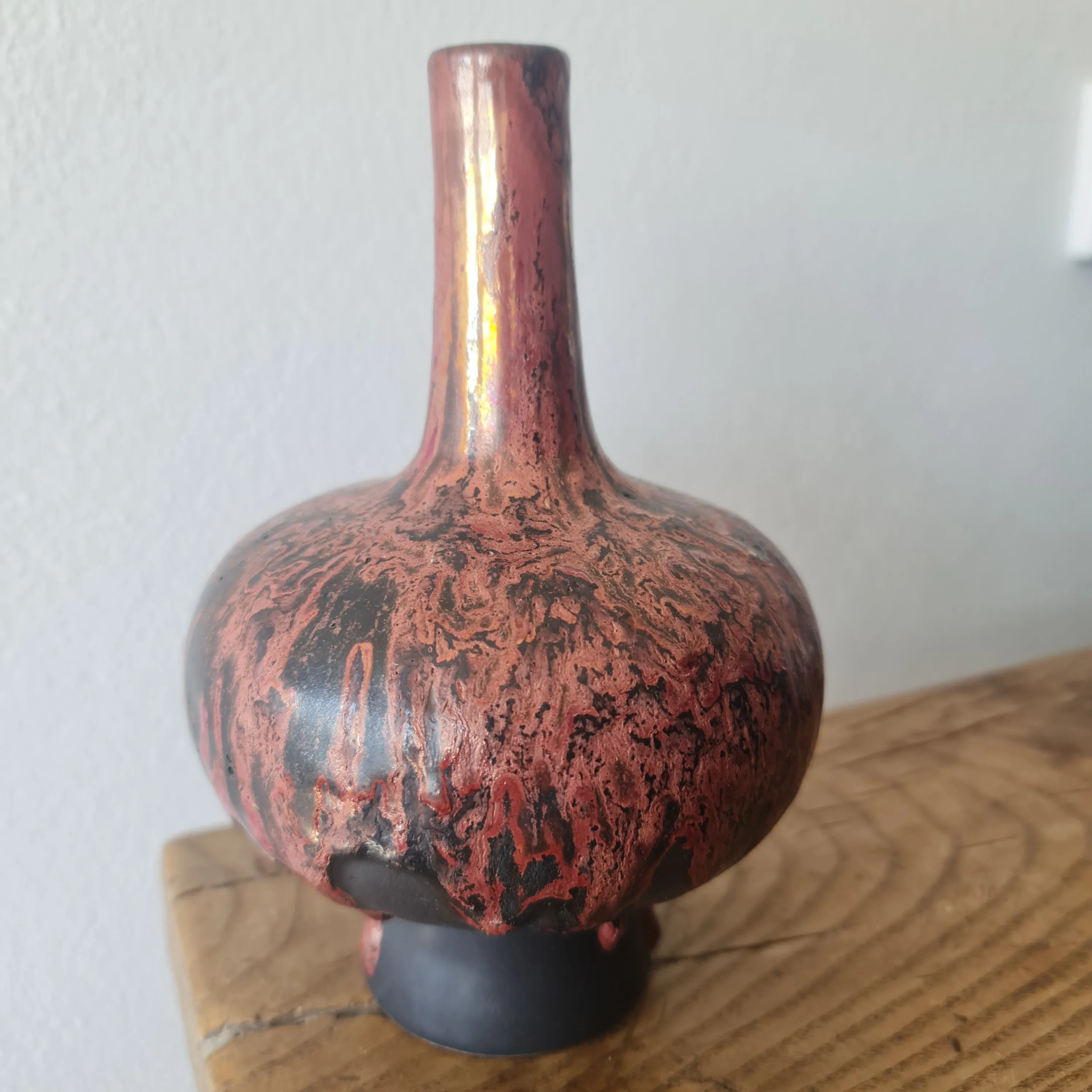 Vintage Otto Keramik Copper Fat Lava Vase West German Pottery