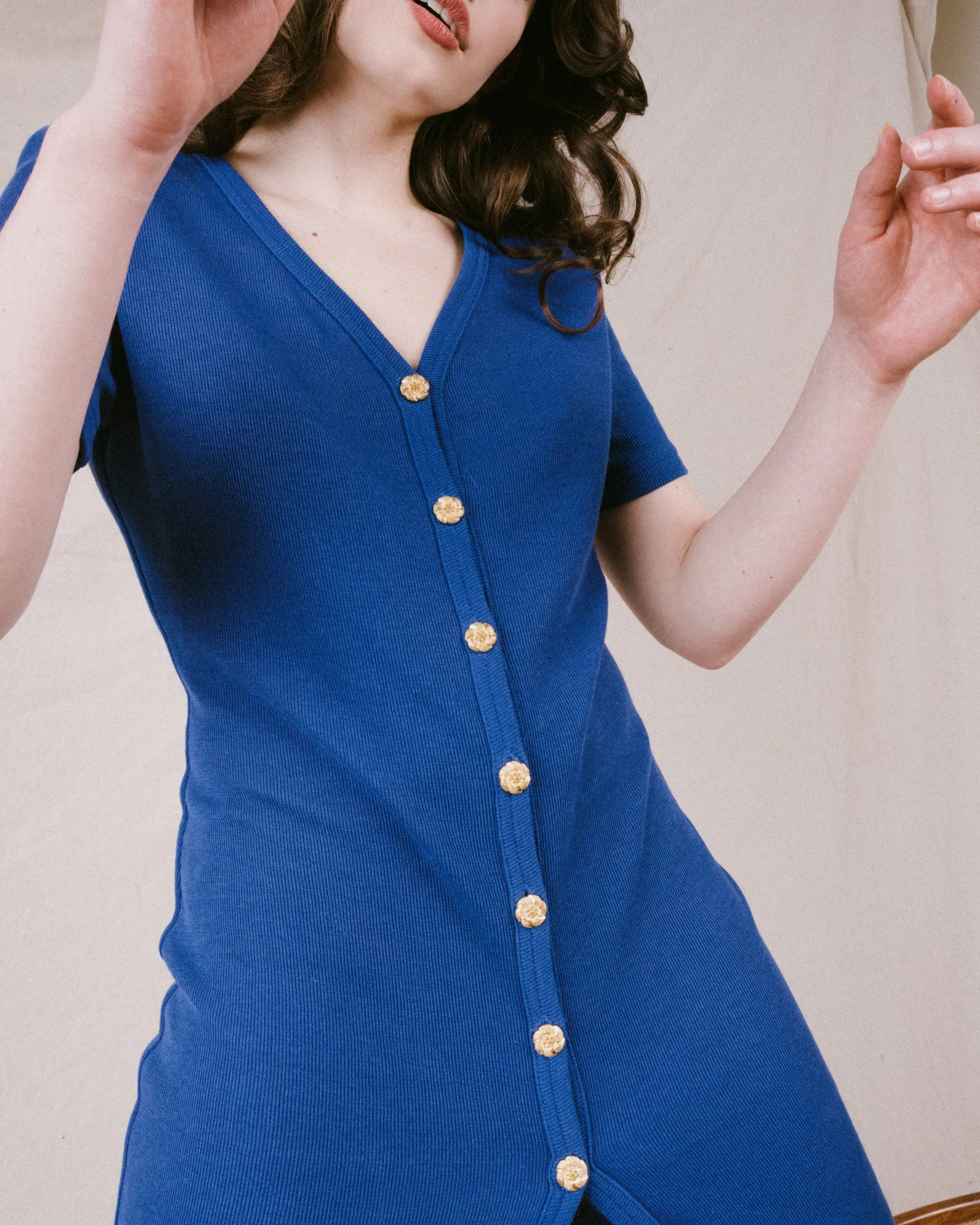 Vintage Royal Blue Knit Dress (S/M)