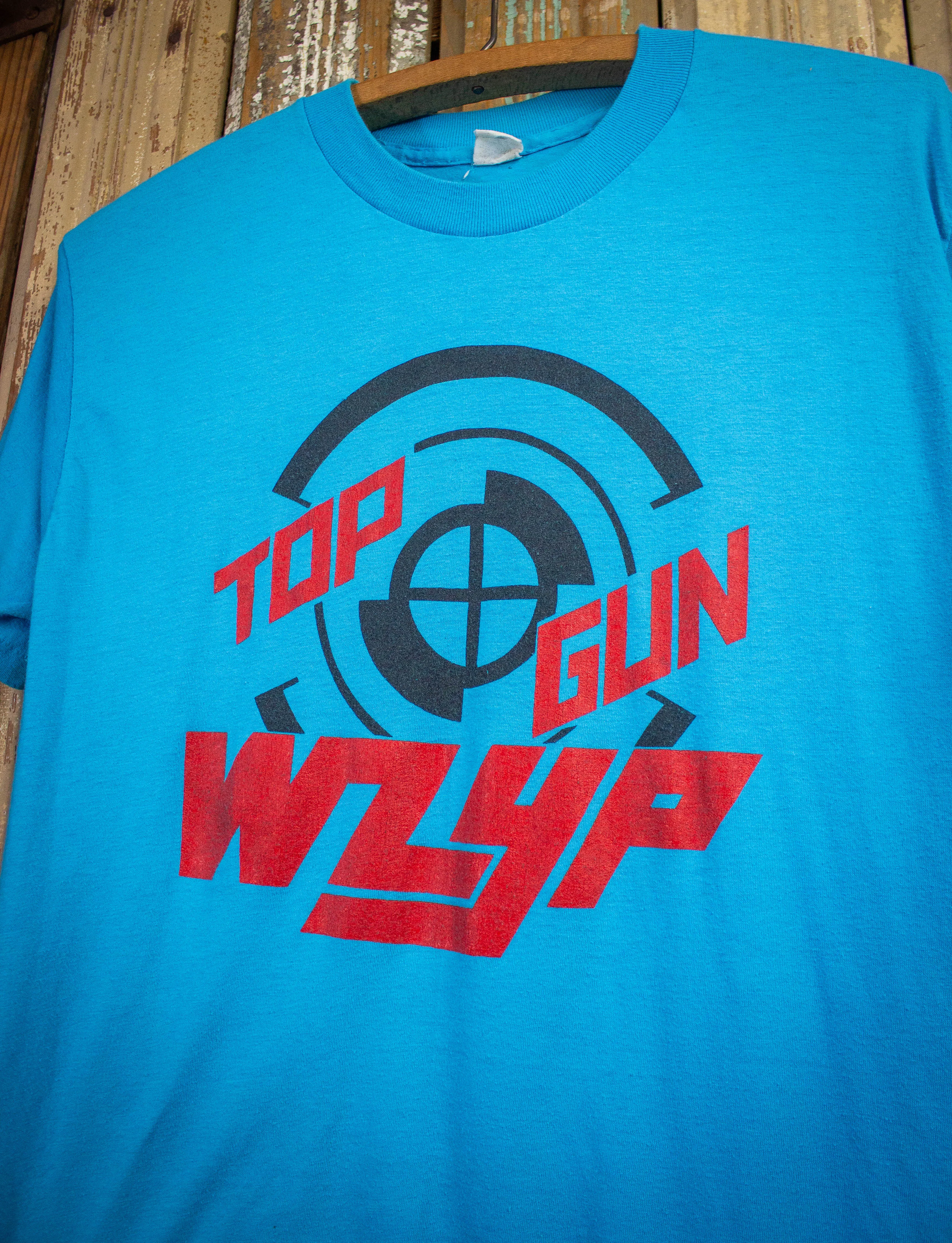 Vintage Top Gun WZYP Graphic T Shirt 80s Blue Medium