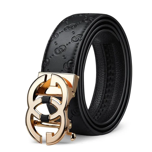 WilliamPolo Genuine leather Belt Men Luxury Brand Designer fashion Top Quality Belts for Men Strap Male Metal Automatic Buckle