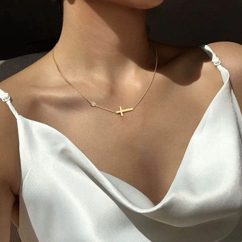 WWJD Petite Sideway Cross Necklace