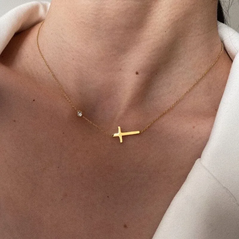 WWJD Petite Sideway Cross Necklace